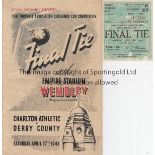 FA CUP FINAL 1946 Official Programme (Grey issue) and ticket (very small blemish) for the Charlton