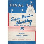 1936 CUP FINAL Official programme, 1936 Cup Final, Arsenal v Sheffield United, slight holes to rusty