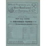 WEST HAM - SWANSEA 1937 West Ham home programme v Swansea, 30/8/1937, Division 2, slight fold,