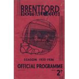 BRENTFORD - SHEF WED 1935 Brentford home programme v Shef Wed, 5/10/1935, pencil score, staple