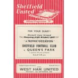 SHEFFIELD UNITED V WEST HAM 1957 Programme for the League match at Sheffield 16/9/1957, staple