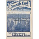 PRESTON NORTH END V WEST HAM 1950 Programme for the League match at Preston 18/2/1950, slightly