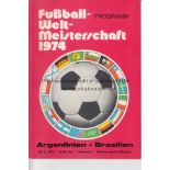 1974 WORLD CUP Programme for Argentina v Brazil 30/6/1974 in Hannover, red cover. Good