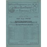 WEST HAM - SOUTHAMPTON 1938 West Ham home programme v Southampton, 29/1/1938, slight fold, pencil