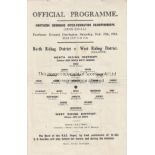 WARTIME - DARLINGTON 44 Single sheet programme, North Riding District v West Riding District, 19/2/