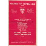 GUILDFORD CITY V NEWPORT COUNTY 1968 FA CUP Programme for the 2nd Round FA Cup tie at Guildford 6/
