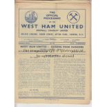 WEST HAM 51-2 Ten West Ham home programmes, 51-52, all League , v QPR, Luton, Hull, Shef Utd,