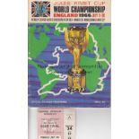 WORLD CUP 1966 World Cup 1966 Tournament programme (split at lower spine) plus a ticket (good) for