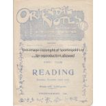 CLAPTON ORIENT - READING 1928 Clapton Orient home programme v Reading, 22/12/1928, slight fold.