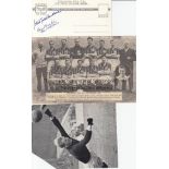 MANCHESTER CITY 1956 Three signed items relating to the 1956 Cup-Winning team, a black/white team
