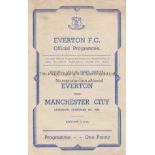 EVERTON 4 page programme Everton v Manchester City 6th February 1946 Football League North. 2 pieces