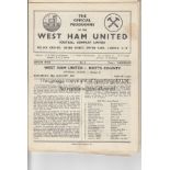 WEST HAM 54-5 Set of 21 West Ham home League programmes, 54/5, includes games v Liverpool, Leeds (