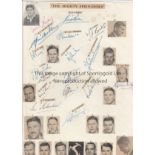 SOUTH AFRICA RUGBY. Large page with head and shoulder cut-out pictures signed by 21 of the 1956