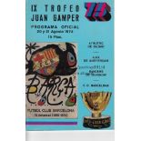 BARCA - RANGERS 74 Programme for the Juan Gamper Trofeo tournament, 20/21 August 1974, four teams