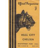 HULL / CHELSEA Programme for the friendly match Hull City v Chelsea 11th October 1954. Chelsea