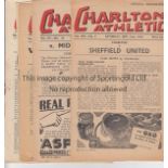 CHARLTON A collection of 7 Charlton Athletic home programmes from the 1940's and 1950's Sheffield