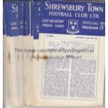 SHREWSBURY 18 Shrewsbury Town home programmes from the 1955/56 season to include v Brentford,