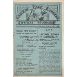 QPR / LUTON Programme Queen's Park Rangers Reserves v Luton Town Reserves February 8th 1930.