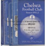 CHELSEA A collection of 9 Chelsea home programmes from the 1950's - Arsenal 1951/52, Arsenal,