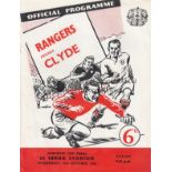 RANGERS Programme Glasgow Cup Final Rangers v Clyde at Ibrox 10th October 1956. Lacks staples. No