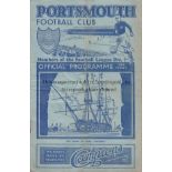 PORTSMOUTH - HUDDERSFIELD 1938 Portsmouth home programme v Huddersfield, 10/9/1938, fold, slight