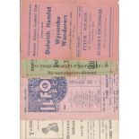 PRE-WAR NON-LEAGUE PROGRAMMES Four programmes: Dulwich Hamlet homes v Wycombe Wanderers 18/3/1939