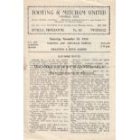 TOOTING - BRIGHTON 1950 Tooting and Mitcham home programme v Brighton, 25/11/50, Cup 1st Round,