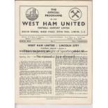 WEST HAM 53-4 Eleven West Ham home programmes, 53-4, all League, v Lincoln, Leicester, Rotherham,
