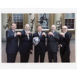 ENGLAND AUTOGRAPHS A 10" X 8" colour photograph signed by Roger Hunt, George Cohen, Alan Ball, Ray