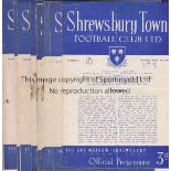 SHREWSBURY 9 Shrewsbury Town home programmes from the 1951/52 season to include v Newport,