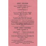 WARTIME - INDIA Salmon Pink programme, Tommy Walkers XI v South Indian XI, 10/11/45 in Madras,