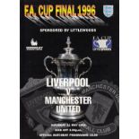 1996 FA CUP FINAL Programme for Liverpool v Manchester United. Good