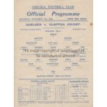 CHELSEA - CLAPTON ORIENT 42 Chelsea home programme v Clapton orient, 7/11/42, slight fold, minor