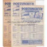 PORTSMOUTH 3 Portsmouth home programmes from the 1940's - Birmingham 1945/46, Chelsea, Bolton (Fair)