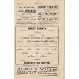 DERBY- MAN UTD 1938-39 Derby County home programme v Manchester United, 22/10/1938, slight fold,