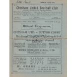 CHESHAM UTD - SUTTON COURT 1926 Chesham United home programme v Sutton Court, 27/12/1926, Spartan