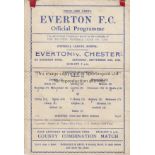EVERTON Single sheet programme Everton v Chester 23rd September 1944 Football League North. 2 pieces