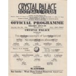 CRYSTAL PALACE - WATFORD 44 Crystal Palace home programme v Watford, 9/12/44, slight fold. Good