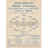 CHELSEA - ARSENAL 42 Chelsea home programme v Arsenal, 25/12/42, minor fold, team change, pencil