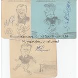 PORTSMOUTH Five caricature drawings of Portsmouth players circa 1950, all signed by the player,