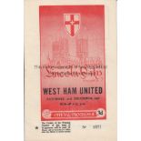LINCOLN CITY V WEST HAM 1957 Programme for the League match at Lincoln 21/12/1957, team changes.