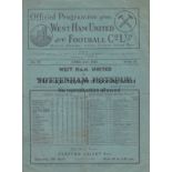 WEST HAM - TOTTENHAM 1938 West Ham home programme v Tottenham, 2/4/1938, folds. Fair-generally good