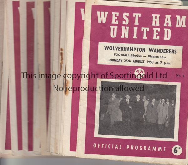 WEST HAM 58-9 Set of 21 West Ham home League programmes, 58/9, includes v Manchester United (Bobby