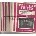 WEST HAM 58-9 Set of 21 West Ham home League programmes, 58/9, includes v Manchester United (Bobby