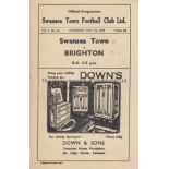 SWANSEA / BRIGHTON Programme Swansea Town v Brighton & Hove Albion 1st May 1948. Score on front.