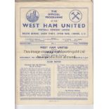 WEST HAM 50-51 Eleven West Ham home League programmes, 50-51, v Hull, Luton, Brentford, Southampton,