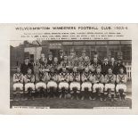 WOLVES 1923-1924 Postcard, Wolverhampton Wanderers, 1923-1924, team group, players named, photo by