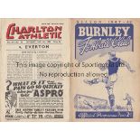 EVERTON Two Everton away programmes from the 1947/48 season v Burnley (lacks staples),