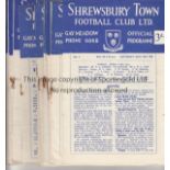 SHREWSBURY 19 Shrewsbury Town home programmes from the 1956/57 season to include v Halifax (FA Cup),