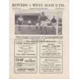 DONCASTER ROVERS V WEST HAM 1952 Programme for the League match at Doncaster 8/11/1952, slightly
